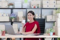 Young lady working at home office Royalty Free Stock Photo