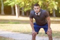 Young latin man runner ready start running sports training fitness copyspace copy space Royalty Free Stock Photo