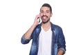 Young latin man talking on his phone. Royalty Free Stock Photo