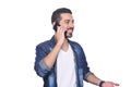 Young latin man talking on his phone. Royalty Free Stock Photo