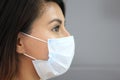 Young latin woman with multilayer face masks for clinical use to prevent covid