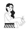 Young latina woman showing engagement ring monochromatic flat vector character Royalty Free Stock Photo