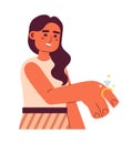 Young latina woman showing engagement ring semi flat colorful vector character Royalty Free Stock Photo