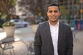 Young Latino man in city smile face Royalty Free Stock Photo