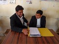 young lawyers working at court area wearing black uniform in India January 2020