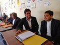 young lawyers working at court area wearing black uniform in India January 2020