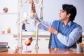 The young lecturer teacher teaching anatomy Royalty Free Stock Photo