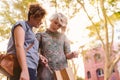 Young lesbian couple out shopping together in the city Royalty Free Stock Photo