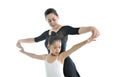 Young little girl ballerina learning dance lesson with ballet teacher