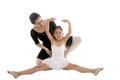 Young little girl ballerina learning dance lesson with ballet teacher