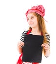Little girl holds blank sheet of paper Royalty Free Stock Photo