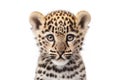 Baby leopard portrait. Generative AI illustration