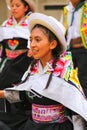 Young local woman performing suring Festival of the Virgin de la