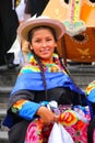 Young local woman performing suring Festival of the Virgin de la