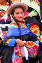 Young local woman performing suring Festival of the Virgin de la