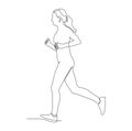 Young long hair female jogging -vector illlustration