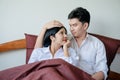 Young lovely Couple hugging and sleeping together. Royalty Free Stock Photo