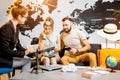 Couple at the travel agency office Royalty Free Stock Photo