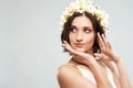 Young lovely woman in flower crown Royalty Free Stock Photo