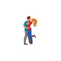 Young lovers couple standing and kissing vector illustration Royalty Free Stock Photo