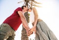 Romantic couple in love kissing on tropical island vacation Royalty Free Stock Photo