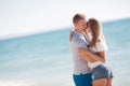 Young loving couple on the beach near the sea Royalty Free Stock Photo