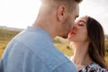 Young loving couple hugging outside. concept of happiness and love. close up photo. love story Royalty Free Stock Photo