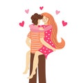 Young loving couple. The lovers embrace. Happy Valentine's Day. Man and woman together. Royalty Free Stock Photo