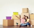 Young loving couple moving to a new house. Home and family concept. Royalty Free Stock Photo