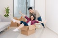 Young loving couple moving to a new house. Home and family concept Royalty Free Stock Photo