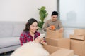 Young loving couple moving to a new house. Home and family concept Royalty Free Stock Photo