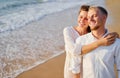 Young loving couple on the sea beach. Royalty Free Stock Photo