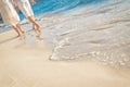 Young loving couple on wedding day on tropical beach Royalty Free Stock Photo