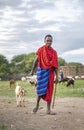 Young maasai warrior at his home village