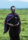 Young Maasai warrior or junior Moran, with headdress and markings