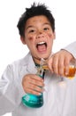 Young Mad Scientist Mixing Chemicals