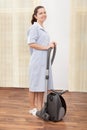Young Maid Cleaning Floor Royalty Free Stock Photo