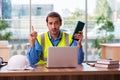 Young male architect working in the office Royalty Free Stock Photo