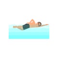 Young male athlete swimming in pool. Professional swimmer. Olympic water sport. Colorful flat vector design