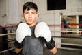 Young male boxer in fighting stance Royalty Free Stock Photo