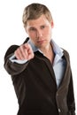 Young male business executive pointing at you Royalty Free Stock Photo