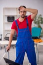 Young male carpenter working at workshop Royalty Free Stock Photo