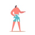 Young Male Character Wear Swimming Shorts with Naked Torso Stand on Beach, Man on Summer Vacation, Resort Holidays