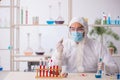 Young male chemist in drugs syntesis concept Royalty Free Stock Photo