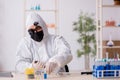 Young male chemist working at the lab during pandemic Royalty Free Stock Photo