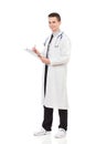 Young male doctor with a clipboard Royalty Free Stock Photo
