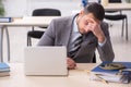 Young male employee with snake in the office Royalty Free Stock Photo