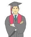 Young male graduate feeling happy and proud to receive his university diploma, Royalty Free Stock Photo