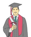 Young male graduate feeling happy and proud to receive his university diploma, Royalty Free Stock Photo