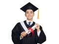 Young Male graduate holding  diploma isolated on white background Royalty Free Stock Photo